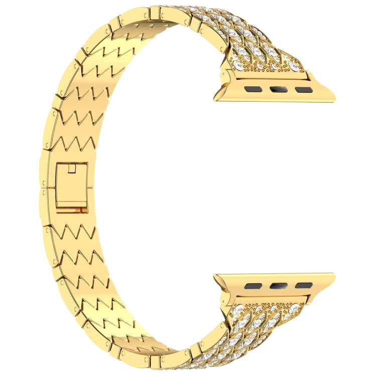 For Apple Watch SE 40mm Devil Eye Diamond Bracelet Metal Watch Band(Gold)