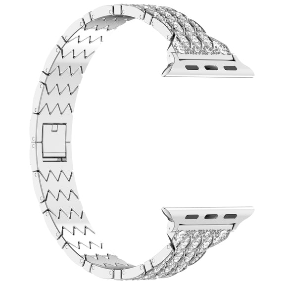 For Apple Watch Series 6 44mm Devil Eye Diamond Bracelet Metal Watch Band(Silver)