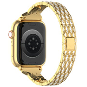For Apple Watch Series 5 44mm Devil Eye Diamond Bracelet Metal Watch Band(Gold)