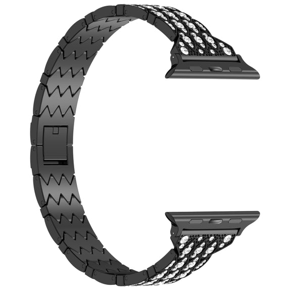 For Apple Watch Series 3 42mm Devil Eye Diamond Bracelet Metal Watch Band(Black)