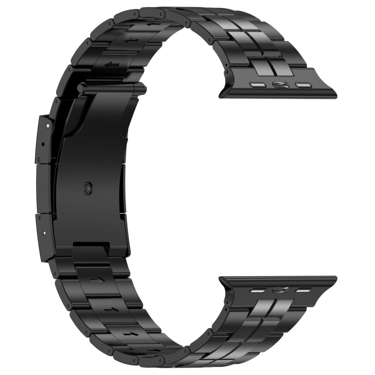 For Apple Watch SE 44mm Tortoise Buckle Titanium Steel Watch Band(Black)
