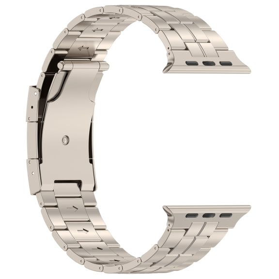 For Apple Watch 38mm Tortoise Buckle Titanium Steel Watch Band(Starlight)