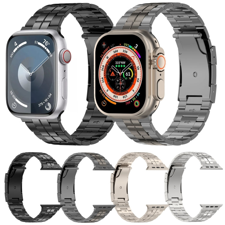 For Apple Watch 42mm Tortoise Buckle Titanium Steel Watch Band(Grey)