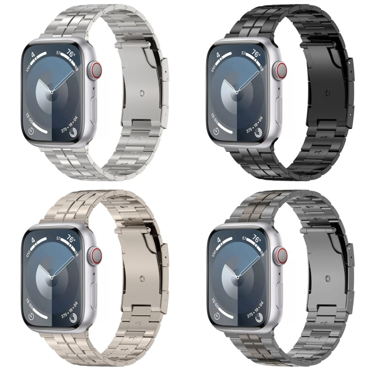 For Apple Watch 42mm Tortoise Buckle Titanium Steel Watch Band(Grey)