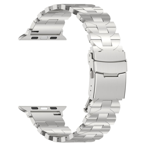 For Apple Watch Series 9 45mm Butterfly Type Titanium Steel Watch Band(Silver)