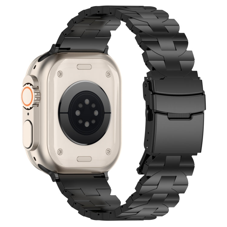 For Apple Watch 42mm Butterfly Type Titanium Steel Watch Band(Black)