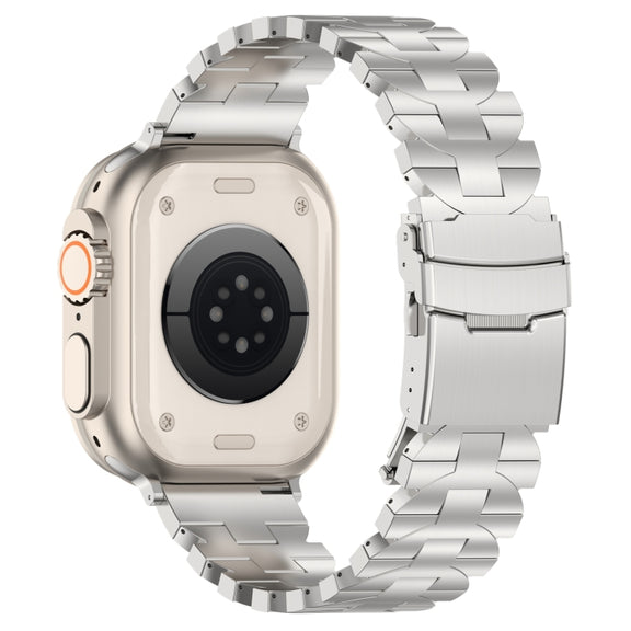 For Apple Watch 42mm Butterfly Type Titanium Steel Watch Band(Silver)