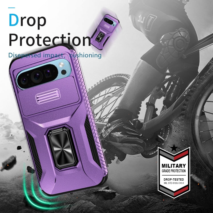 For Google Pixel 9 / Pixel 9 Pro Sliding Camshield Holder Phone Case(Purple)