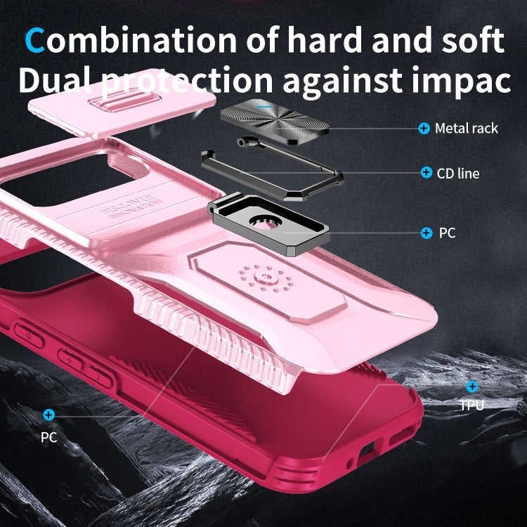 For Google Pixel 9 Pro XL Sliding Camshield Holder Phone Case(Pink + Rose Red)