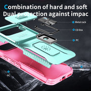 For Google Pixel 9 Pro XL Sliding Camshield Holder Phone Case(Grey Green + Pink)
