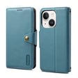 For iPhone 15 Plus Denior Cowhide Texture Wallet Style Leather Phone Case(Blue) - iPhone 15 Plus Cases by Denior | Online Shopping South Africa | PMC TechLife | Buy Now Pay Later Mobicred