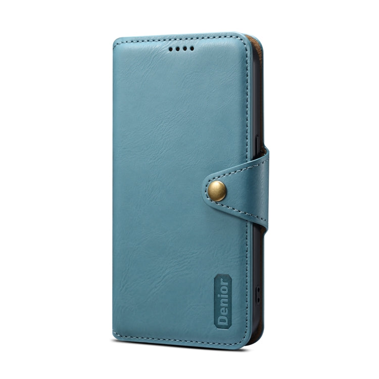 For iPhone 15 Plus Denior Cowhide Texture Wallet Style Leather Phone Case(Blue)