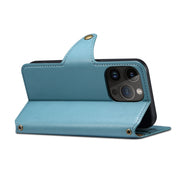 For iPhone 15 Plus Denior Cowhide Texture Wallet Style Leather Phone Case(Blue)