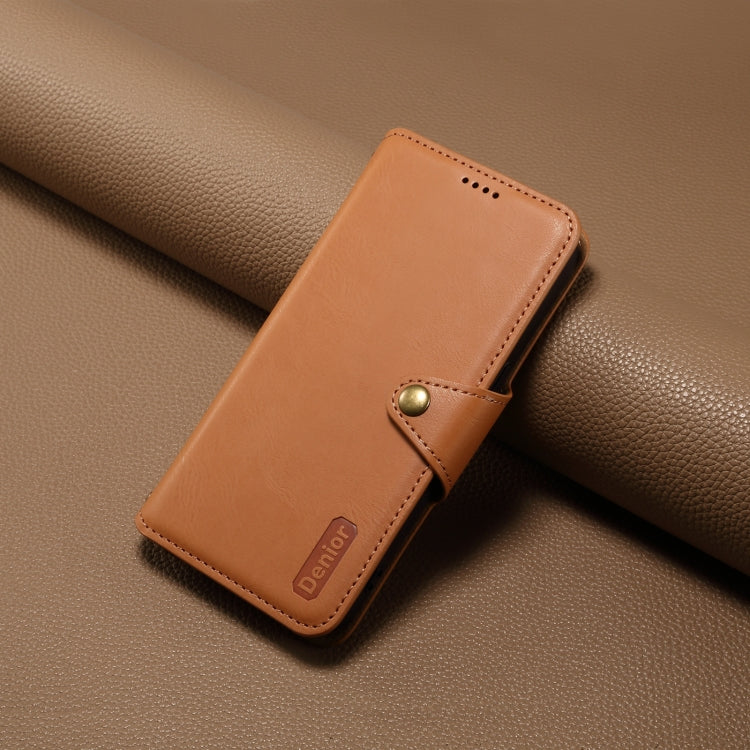 For iPhone 16 Pro Max Denior Cowhide Texture Wallet Style Leather Phone Case(Khaki)