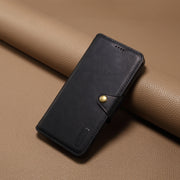 For iPhone 16 Pro Denior Cowhide Texture Wallet Style Leather Phone Case(Black)