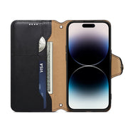 For iPhone 16 Denior Cowhide Texture Wallet Style Leather Phone Case(Black)