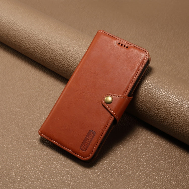 For iPhone 16 Denior Cowhide Texture Wallet Style Leather Phone Case(Brown)
