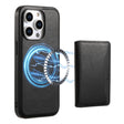 For iPhone 15 Pro Max Denior Cowhide Texture Leather MagSafe Detachable Wallet Phone Case(Black) - iPhone 15 Pro Max Cases by Denior | Online Shopping South Africa | PMC TechLife | Buy Now Pay Later Mobicred