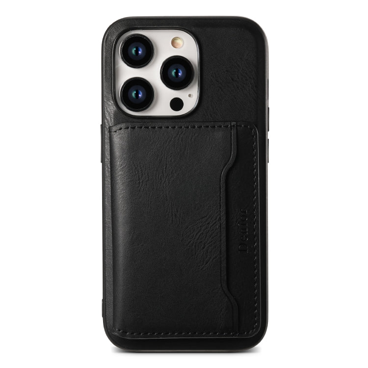 For iPhone 15 Pro Max Denior Cowhide Texture Leather MagSafe Detachable Wallet Phone Case(Black)