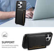 For iPhone 15 Pro Max Denior Cowhide Texture Leather MagSafe Detachable Wallet Phone Case(Black)