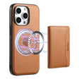 For iPhone 15 Pro Max Denior Cowhide Texture Leather MagSafe Detachable Wallet Phone Case(Khaki) - iPhone 15 Pro Max Cases by Denior | Online Shopping South Africa | PMC TechLife | Buy Now Pay Later Mobicred