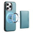 For iPhone 15 Pro Denior Cowhide Texture Leather MagSafe Detachable Wallet Phone Case(Blue) - iPhone 15 Pro Cases by Denior | Online Shopping South Africa | PMC TechLife | Buy Now Pay Later Mobicred