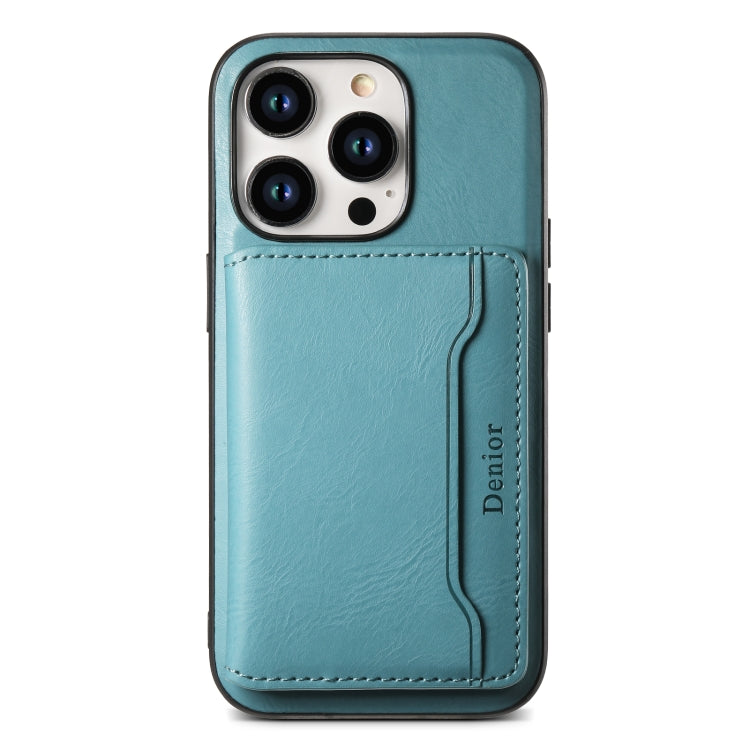 For iPhone 15 Pro Denior Cowhide Texture Leather MagSafe Detachable Wallet Phone Case(Blue)