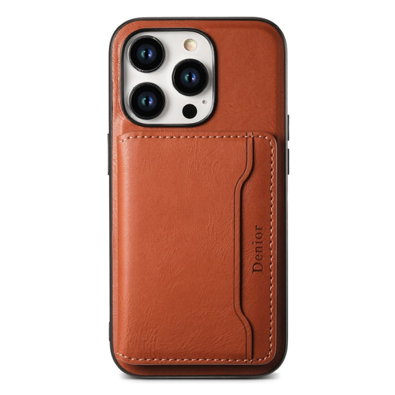 For iPhone 15 Pro Denior Cowhide Texture Leather MagSafe Detachable Wallet Phone Case(Brown)