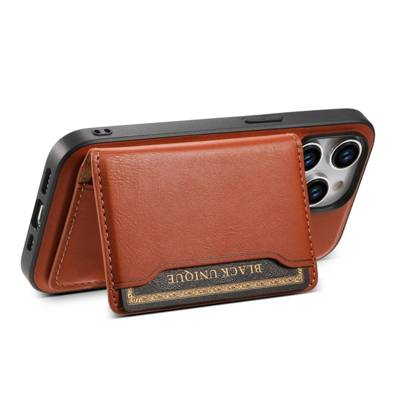 For iPhone 15 Pro Denior Cowhide Texture Leather MagSafe Detachable Wallet Phone Case(Brown)