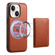 For iPhone 14 Plus Denior Cowhide Texture Leather MagSafe Detachable Wallet Phone Case(Brown) - iPhone 14 Plus Cases by Denior | Online Shopping South Africa | PMC TechLife | Buy Now Pay Later Mobicred