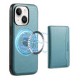 For iPhone 14 Denior Cowhide Texture Leather MagSafe Detachable Wallet Phone Case(Blue) - iPhone 14 Cases by Denior | Online Shopping South Africa | PMC TechLife | Buy Now Pay Later Mobicred