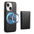 For iPhone 14 Denior Cowhide Texture Leather MagSafe Detachable Wallet Phone Case(Black) - iPhone 14 Cases by Denior | Online Shopping South Africa | PMC TechLife | Buy Now Pay Later Mobicred