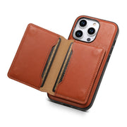 For iPhone 14 Pro Denior Cowhide Texture Leather MagSafe Detachable Wallet Phone Case(Brown)