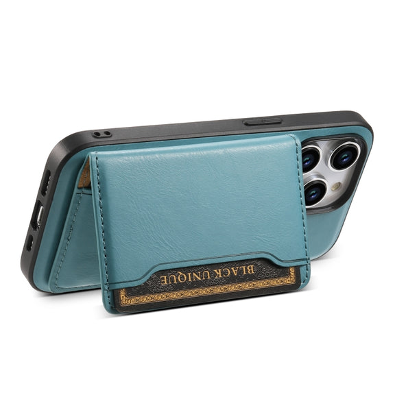 For iPhone 13 Pro Denior Cowhide Texture Leather MagSafe Detachable Wallet Phone Case(Blue)