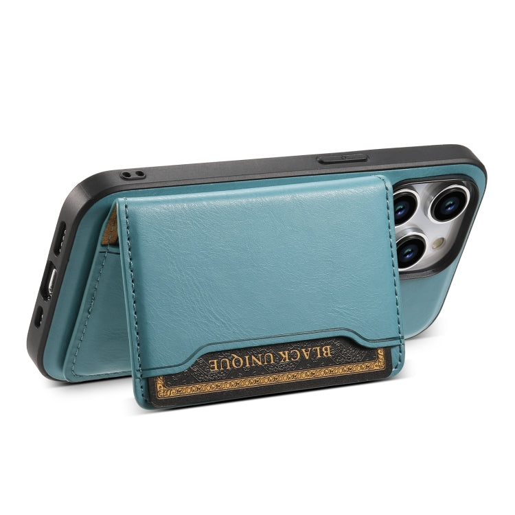 For iPhone 13 Pro Denior Cowhide Texture Leather MagSafe Detachable Wallet Phone Case(Blue)