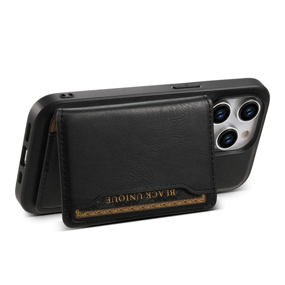 For iPhone 13 Pro Denior Cowhide Texture Leather MagSafe Detachable Wallet Phone Case(Black)