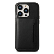 For iPhone 12 Pro Denior Cowhide Texture Leather MagSafe Detachable Wallet Phone Case(Black)