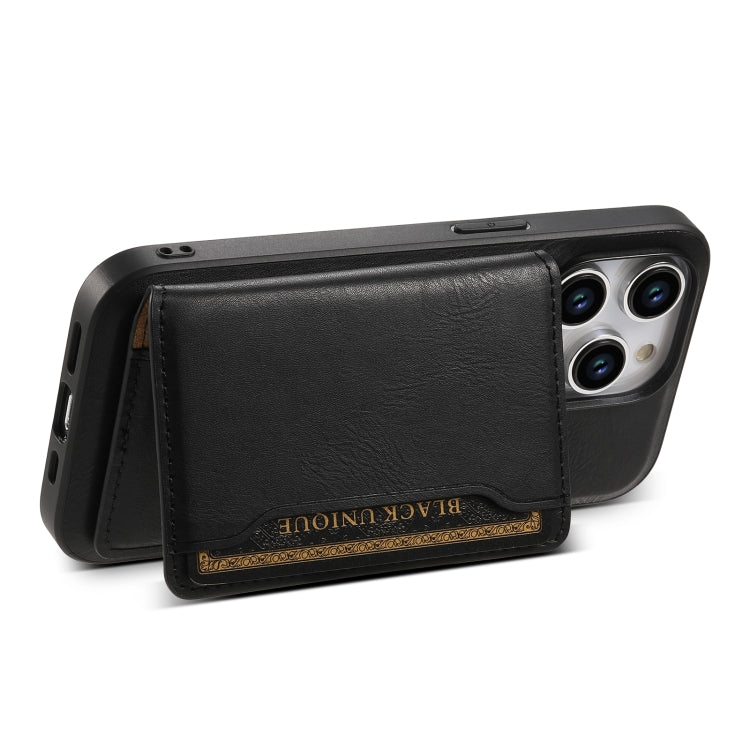 For iPhone 12 Pro Denior Cowhide Texture Leather MagSafe Detachable Wallet Phone Case(Black)