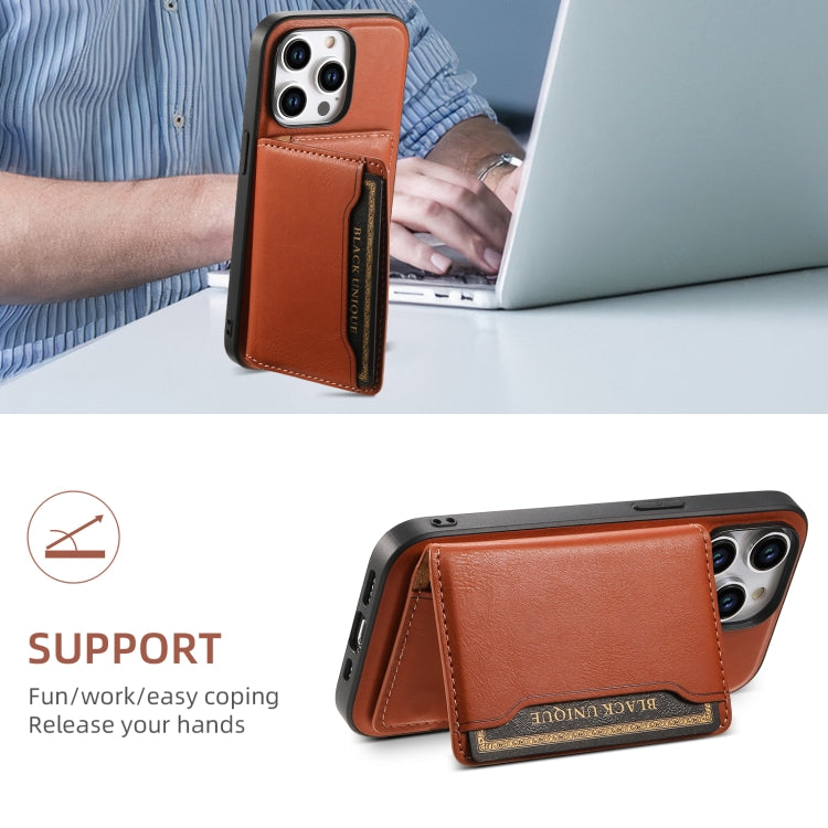For iPhone 12 Pro Denior Cowhide Texture Leather MagSafe Detachable Wallet Phone Case(Brown)