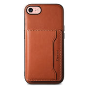 For iPhone SE 2022/2020/8/7 Denior Cowhide Texture Leather MagSafe Detachable Wallet Phone Case(Brown)