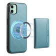 For iPhone 11 Denior Cowhide Texture Leather MagSafe Detachable Wallet Phone Case(Blue) - iPhone 11 Cases by Denior | Online Shopping South Africa | PMC TechLife | Buy Now Pay Later Mobicred