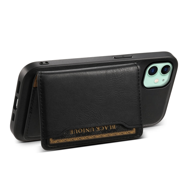 For iPhone 11 Denior Cowhide Texture Leather MagSafe Detachable Wallet Phone Case(Black)