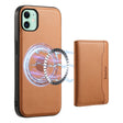 For iPhone 11 Denior Cowhide Texture Leather MagSafe Detachable Wallet Phone Case(Khaki) - iPhone 11 Cases by Denior | Online Shopping South Africa | PMC TechLife | Buy Now Pay Later Mobicred