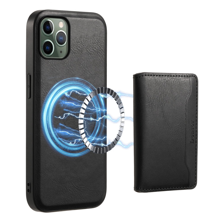 For iPhone 11 Pro Denior Cowhide Texture Leather MagSafe Detachable Wallet Phone Case(Black)