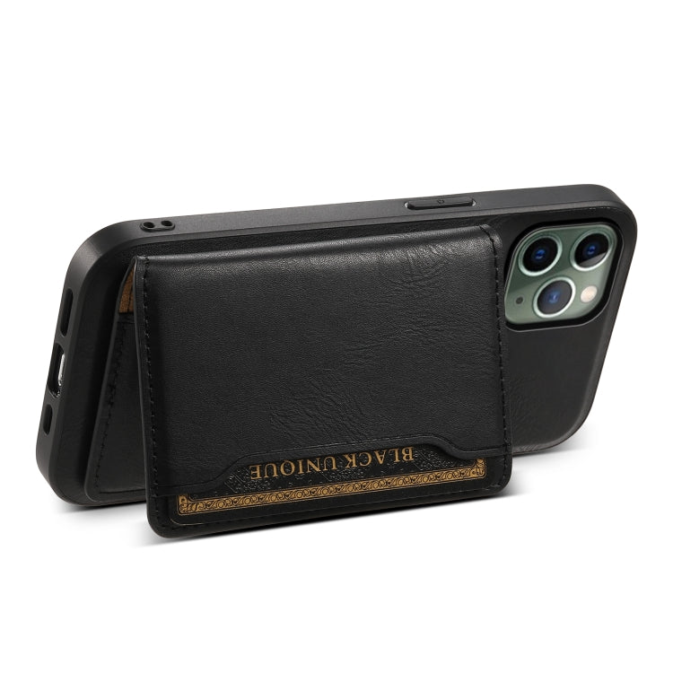 For iPhone 11 Pro Denior Cowhide Texture Leather MagSafe Detachable Wallet Phone Case(Black)