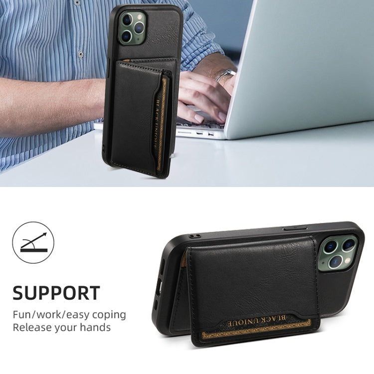 For iPhone 11 Pro Denior Cowhide Texture Leather MagSafe Detachable Wallet Phone Case(Black)
