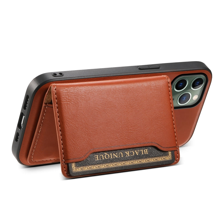 For iPhone 11 Pro Denior Cowhide Texture Leather MagSafe Detachable Wallet Phone Case(Brown)