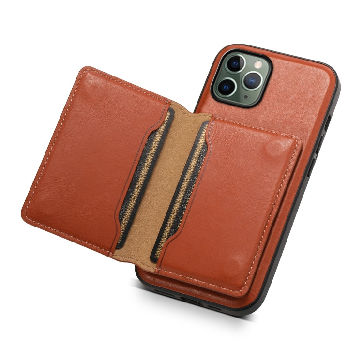 For iPhone 11 Pro Denior Cowhide Texture Leather MagSafe Detachable Wallet Phone Case(Brown)