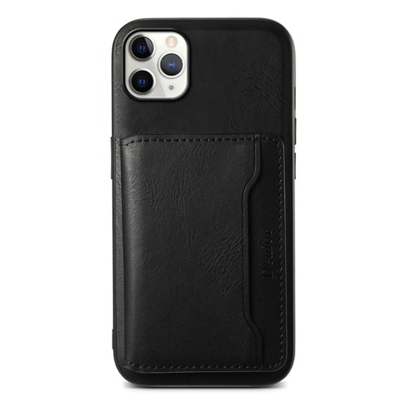For iPhone 11 Pro Max Denior Cowhide Texture Leather MagSafe Detachable Wallet Phone Case(Black)