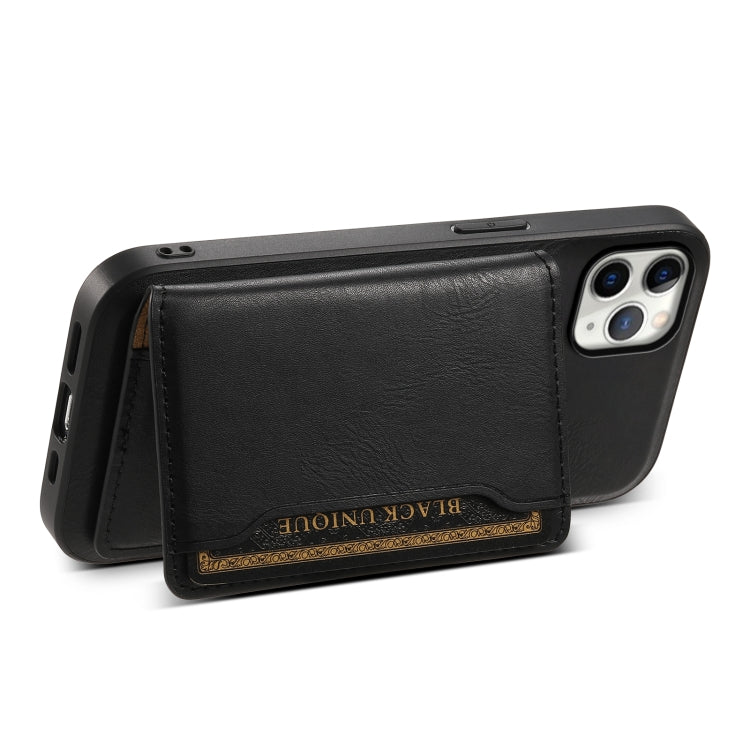 For iPhone 11 Pro Max Denior Cowhide Texture Leather MagSafe Detachable Wallet Phone Case(Black)